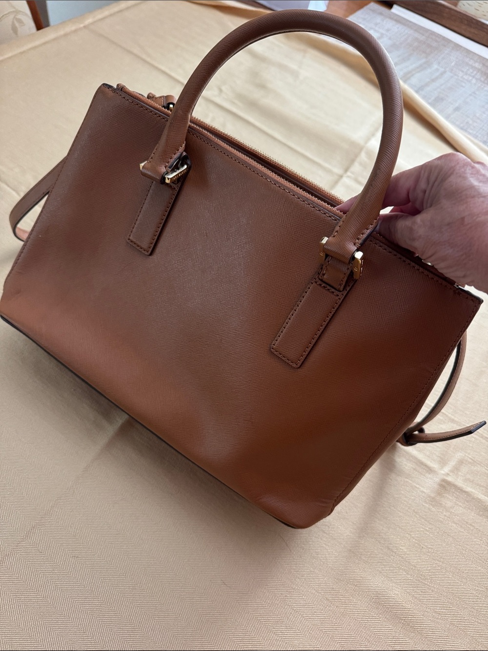 Tory Burch Chestnut Brown Leather Double-Zip Satchel - Picture 3 of 8